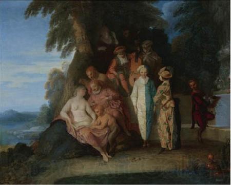 Claude Gillot A scene inspired by the Commedia Norge oil painting art